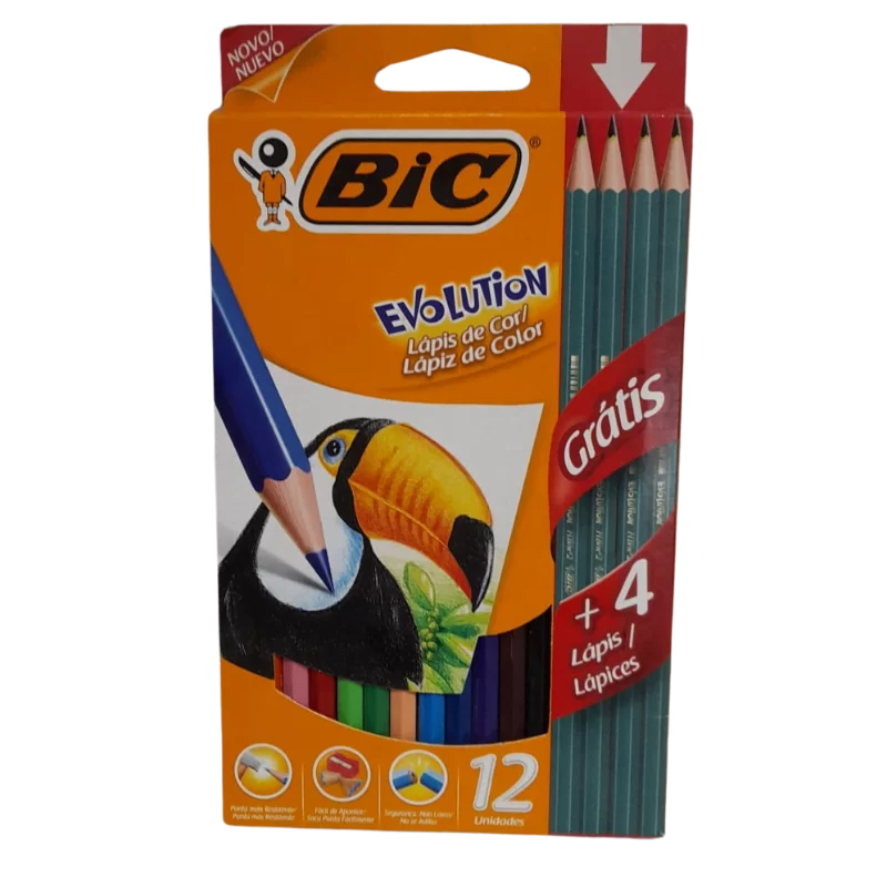 LAPICES de COLORES 12un BIC EVOLUTION +4