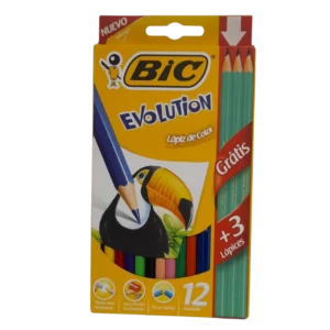 LAPICES de COLORES 12un BIC EVOLUTION +3