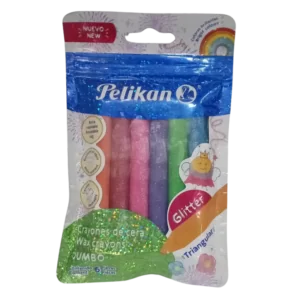 CRAYON PELIKAN GLITTER 6COL
